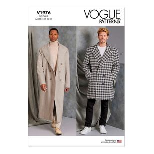 Vogue V1976 Men's Coat in Two Lengths Pattern White