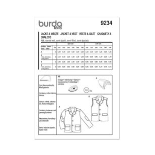 Burda 9234 Children's Jacket & Waistcoat/Vest Pattern White 6 - 11 years old