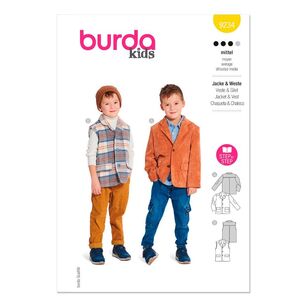 Burda 9234 Children's Jacket & Waistcoat/Vest Pattern White 6 - 11 years old