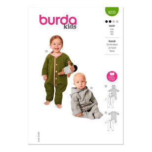 Burda 9235 Babies' Jumpsuit Pattern White 1 month - 3 months old