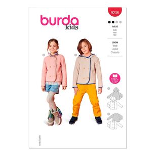 Burda 9236 Children's Jacket Pattern White 4 - 11 years old