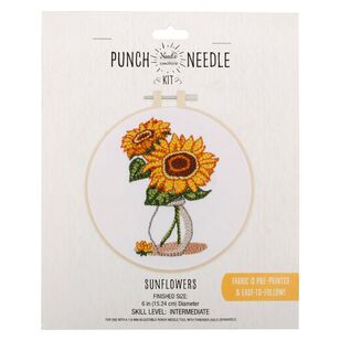 Fabric Editions Needle Creations Flower Punch Needle Kit Multicoloured