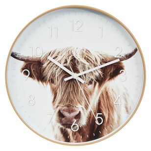 Frame Depot Highland Cow Clock Multicoloured 34 cm