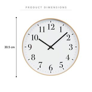 Frame Depot Arabella Clock Natural, Black & White 30.5 cm