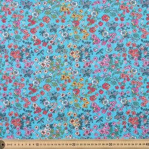 Spectrum Floral 112 cm Cotton Slub Fabric Blue Atoll 112 cm