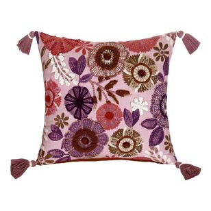 KOO Suku Printed & Embroidered Cushion Multicoloured 50 x 50 cm