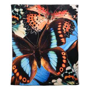 Brampton House Printed Super Soft Butterfly Blanket Multicoloured 180 x 220 cm