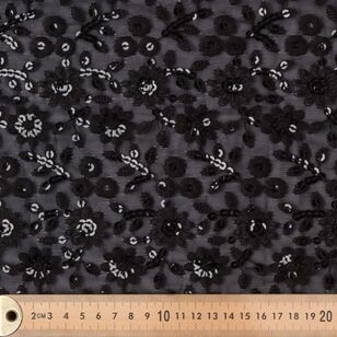 Embroidered 145 cm Georgette Fabric Black 1 145 cm