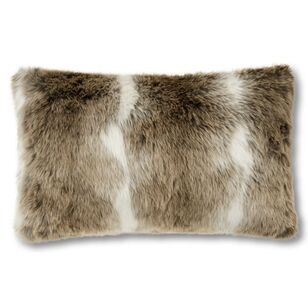 Bouclair Faux Fur Doe Lumbar Cushion Brown 35.5 x 55.8 cm