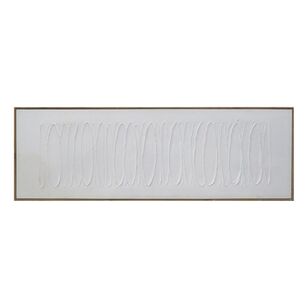Bouclair Pure Mist Textured Lines Framed Canvas Off White 150 x 50 cm