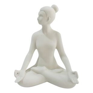 Bouclair Pure Mist Woman Meditating Statue Off White 18.5 x 25.5 cm