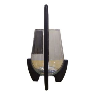 Bouclair Modern Contrast Wood Candle Holder Black & Clear 20 x 38 cm