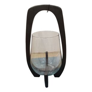 Bouclair Modern Contrast Wood Candle Holder Black & Clear 20 x 38 cm