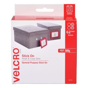 Velcro Stick On 22 mm Hook & Loop Dots 62 pack White 22 mm