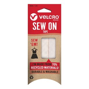 Velcro Sew On 19 mm x 91.5 cm Hook & Loop Tape White 91.5 cm x 19 mm
