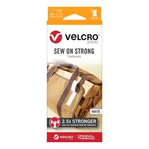 Velcro Sew On Strong Tape 2.5 cm x 76.2 cm White 76.2 cm x 25 mm