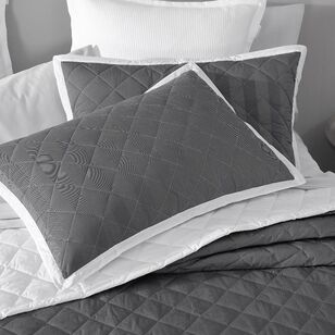 Logan & Mason Essex Quilted Sham 2 Pack Pillowcases Charcoal Standard