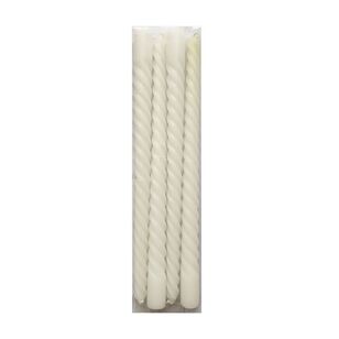 Bouclair Textured Tide Twist Taper Candle Set of 4 Off White 2 x 30 cm