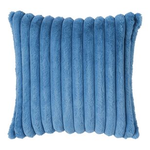 Emerald Hill Leo Ribbed Faux Fur Cushion Blue 45 x 45 cm