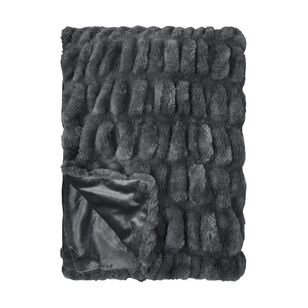 Emerald Hill Celyn Ruched Faux Fur Throw Charcoal 130 x 180 cm