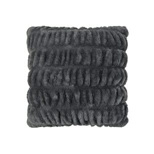 Emerald Hill Celyn Ruched Faux Fur Cushion Charcoal 45 x 45 cm