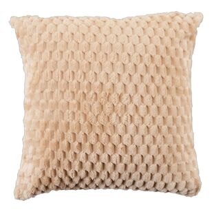 KOO Hazel Cut Fleece Soft Cushion Beige 50 x 50 cm