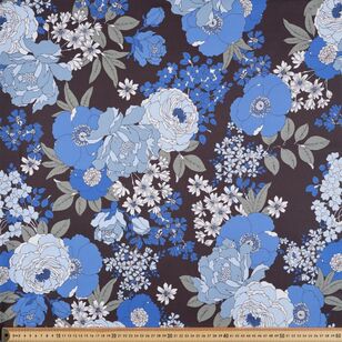 Mia Floral 127 cm Sateen Fabric Charcoal 127 cm