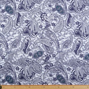 Paisley Modal 145 cm Satin Fabric Blue 145 cm