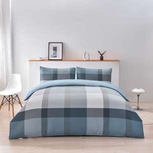 Emerald Hill Yarn Dyed Check Waffle Quilt Cover Set Blue