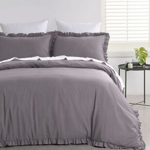 Emerald Hill Washed Ruffle Quilt Cover Set Plum