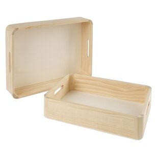 Crafters Choice Wood Rectangle Tray 2 Pack Natural