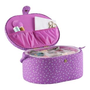 Maria George Oval Sewing Basket Lilac Spot