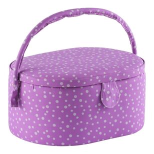 Maria George Oval Sewing Basket Lilac Spot