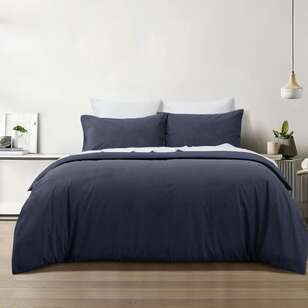 Emerald Hill Jane Plain Micro Cord Quilt Cover Set Navy