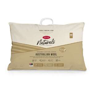 Tontine Organic Cotton Cover Wool Surround Medium Pillow White Standard
