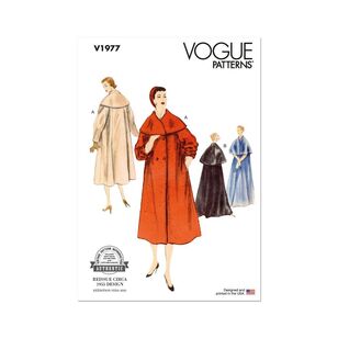 Vogue V1977 Misses' Vintage Evening Coats Pattern White