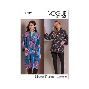 Vogue V1989 Misses' Kimono Style Jacket Pattern White XS - XXL