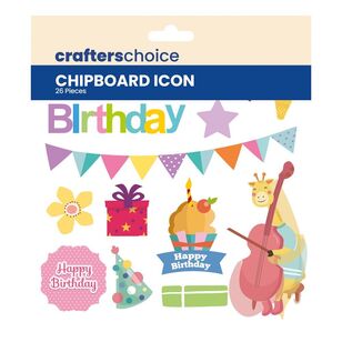 Crafters Choice Chipboard Icons Birthday Girl Multicoloured 6 x 6 in