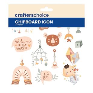 Crafters Choice Chipboard Icons Baby Boy Multicoloured 6 x 6 in
