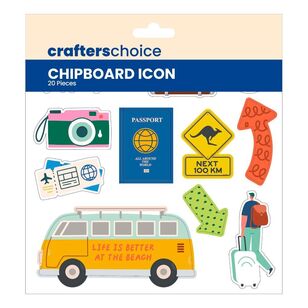 Crafters Choice Chipboard Icons Travel Multicoloured 6 x 6 in