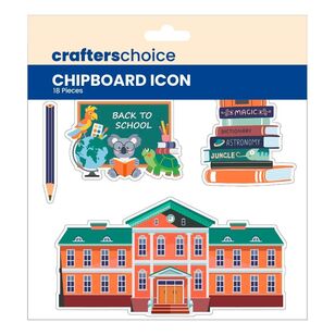 Crafters Choice Chipboard Icons School Days Multicoloured 6 x 6 in