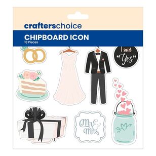 Crafters Choice Chipboard Icons Wedding Multicoloured 6 x 6 in