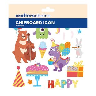 Crafters Choice Chipboard Icons Birthday Boy Multicoloured 6 x 6 in