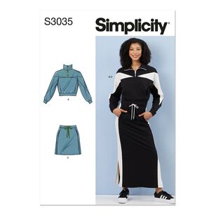 S3085 Pattern Simplicity S3035 Sewing Pattern Misses' Knit Tops and Skirts ...