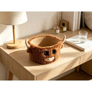 Living Space Highland Cow Rope Basket Brown | Spotlight Australia