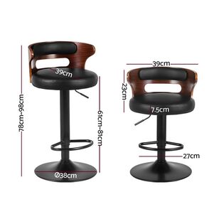 Artiss 4 Piece Adjustable Bentwood Bar Stool Set Black | Spotlight ...