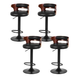 Artiss 4 Piece Adjustable Bentwood Bar Stool Set Black | Spotlight ...