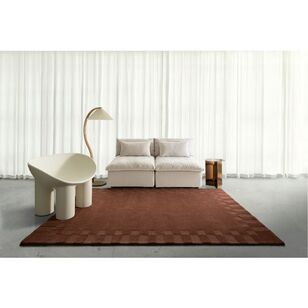 Spotlight Rugs Loopsie Ostiense Checked Border Wool Rug Terracotta Terracotta 300 x ...
