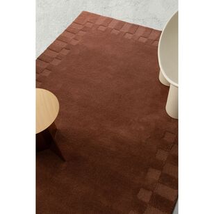 Spotlight Rugs Loopsie Ostiense Checked Border Wool Rug Terracotta Terracotta 300 x ...