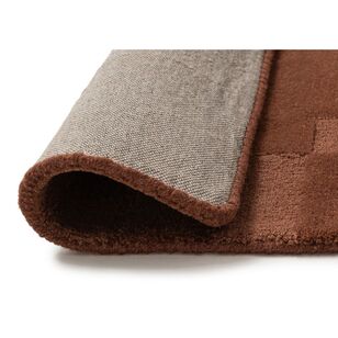 Spotlight Rugs Loopsie Ostiense Checked Border Wool Rug Terracotta Terracotta 300 x ...